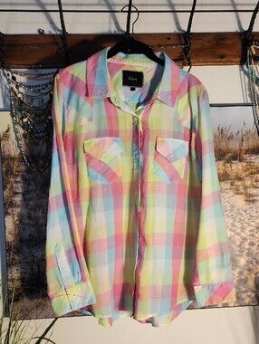 Rails Pastel Plaid Button-Down Pastels Sheer Cover-up
